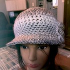 Gray White Tan Soft. Winter Spring Fall CLOCHE CAP FLAPPER HAT  HAND CROCHET new — photo 4