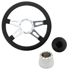CJ Classic Trucks Steering Wheel Kit Half Wrapped 14” 9-Bolt Split Spoke Plas...