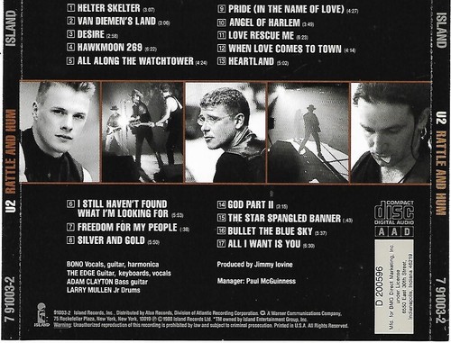 U2 - Rattle and Hum CD - Island Records / BMG 7 91003-2 - Bild 2 von 2