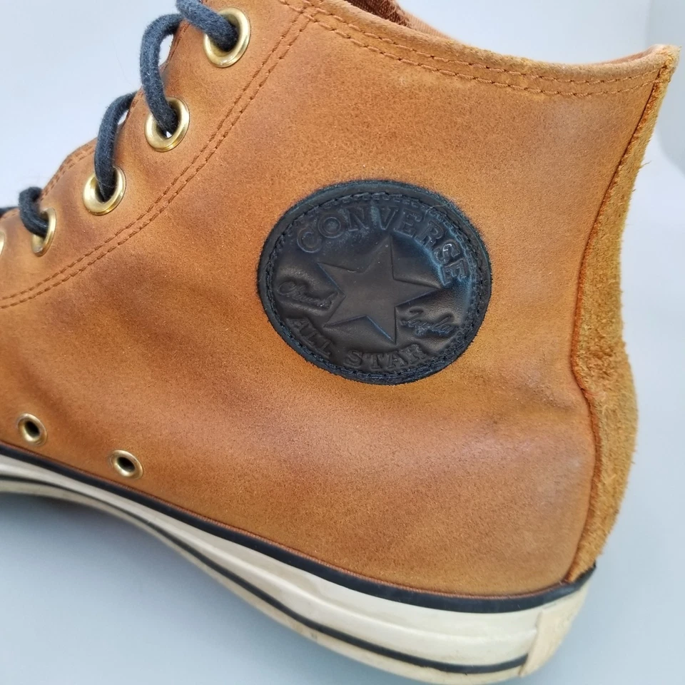 Converse Feminino 11 Masculino 9 All Star Chuck Taylor Couro Tops Altos Marrom Gengibre - Imagem 2 de 4