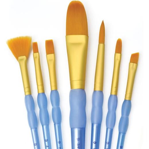Royal & Langnickel Crafter's Choice Golden Taklon Oval Brush Set - 7pcs