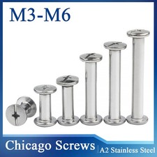 Chicago Screws A2 Stainless Steel Belt Bolt Craft Stud Bind Rivet Binding M3-M6