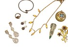 Vtg Deco Inspired Jewelry Lot silver,rhinestones,Czech Iris glass — photo 1