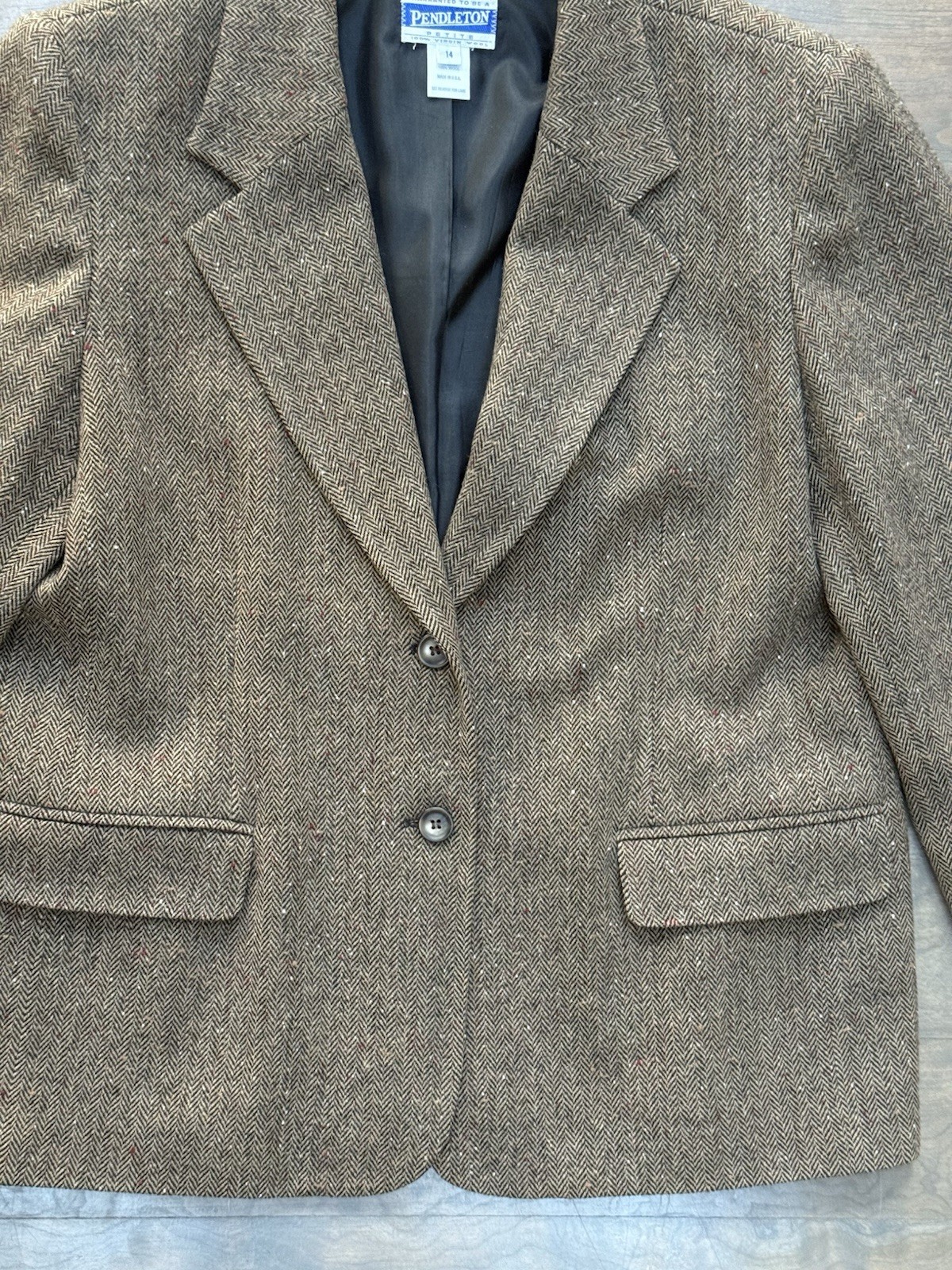 Vintage 80s Pendleton Brown Wool Herringbone Twee… - image 9