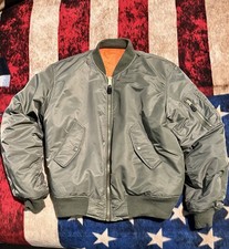 Ma-1 Medium Flyers Bomber Jacket  Military Green With Drawing Usaf
