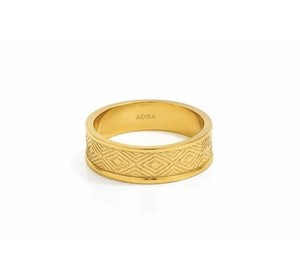 Authentic ADIBA Diamonds Pattern 18K Gold Plated Non Tarnish Ring Size 8