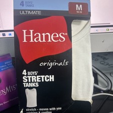 New Boys Hanes Ultimate 4 pack Stretch Tanks sz Medium 10-12