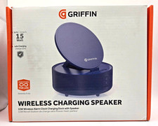 Wireless Charging Alarm Clock  Bluetooth Speaker - 15W Alarm Clock Blue NIB