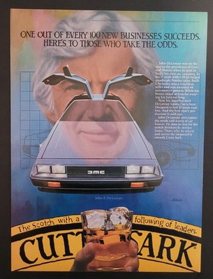 1981 Cutty Sark Scotch Vintage 8x11'' Print Ad Ephemera DeLorean Auto Ephemera