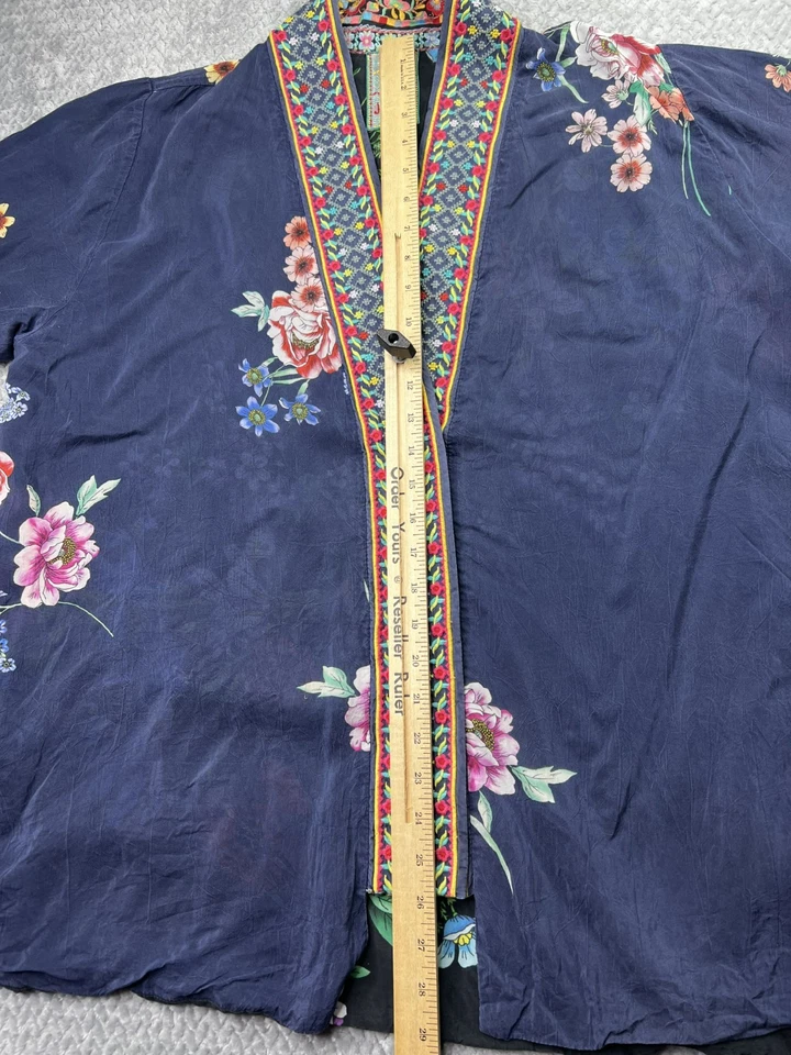 Johnny Was Maci Georgette Reversible Kimono Jacket Sz PL Petite Embroidered Trim - Image 4 of 4