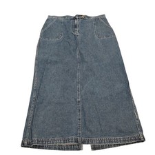 VTG 90s Christopher  Banks Denim Maxi Skirt Women's 12 Cotton Slit Cottagecore