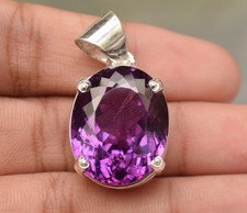 Natural Purple Sapphire Gemstone Pendent Sterling Silver 