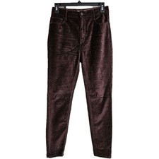 Free People Cyndi High Rise Velvet Pants Women's Sz 27 Mulberry Stretch Bohemian
