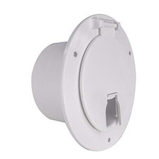 RV Power Cord Hatch Cover UV-Stabilized Plastic Snap Lock Door White