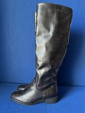 Venturini Damen Hohe Underknee Stiefel Schlangenoptik Schwarz/Braun Gr. 38 NEU