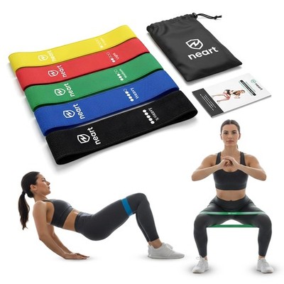 Fabric Resistance Bands Set of 5 Premium Exercise Bands for Legs & Glutes, No...