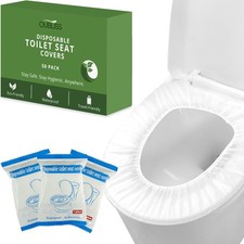 Commode Disposable Toilet Seat Covers Waterproof   50 Pack, Individually Wrap...