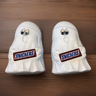 Vintage 1990 Mars Snickers Halloween Ghost Blow Mold Candy Jar Plastic