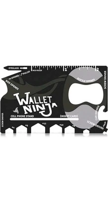 Wallet Ninja 18-in-1 Multitool Credit Card for Camping and Multi-Purpose Use