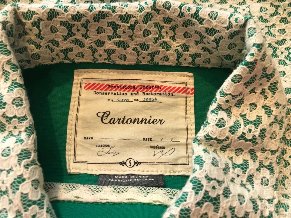 Cartonnier x Anthropologie Jacket S Green Lace Cottage Core Cropped Sleeve Short - Image 4 of 4