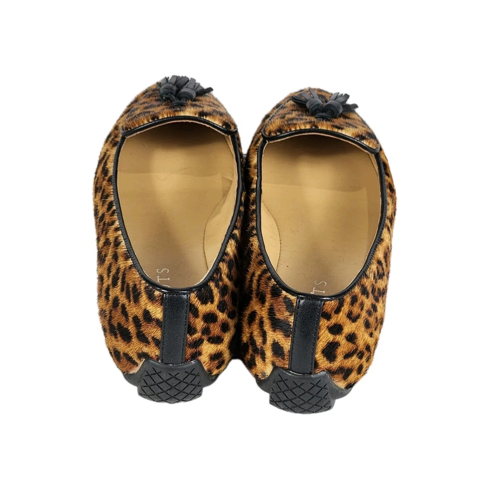 Talbots Mocasín Estampado Leopardo Pelo Becerro Borla Zapatos Planos Mujer Talla 6M Cuero Foto 4 de 4