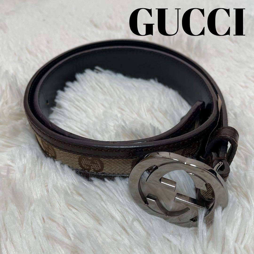 Gucci Interlocking GG Pattern Belt Brown Ladies U… - image 1
