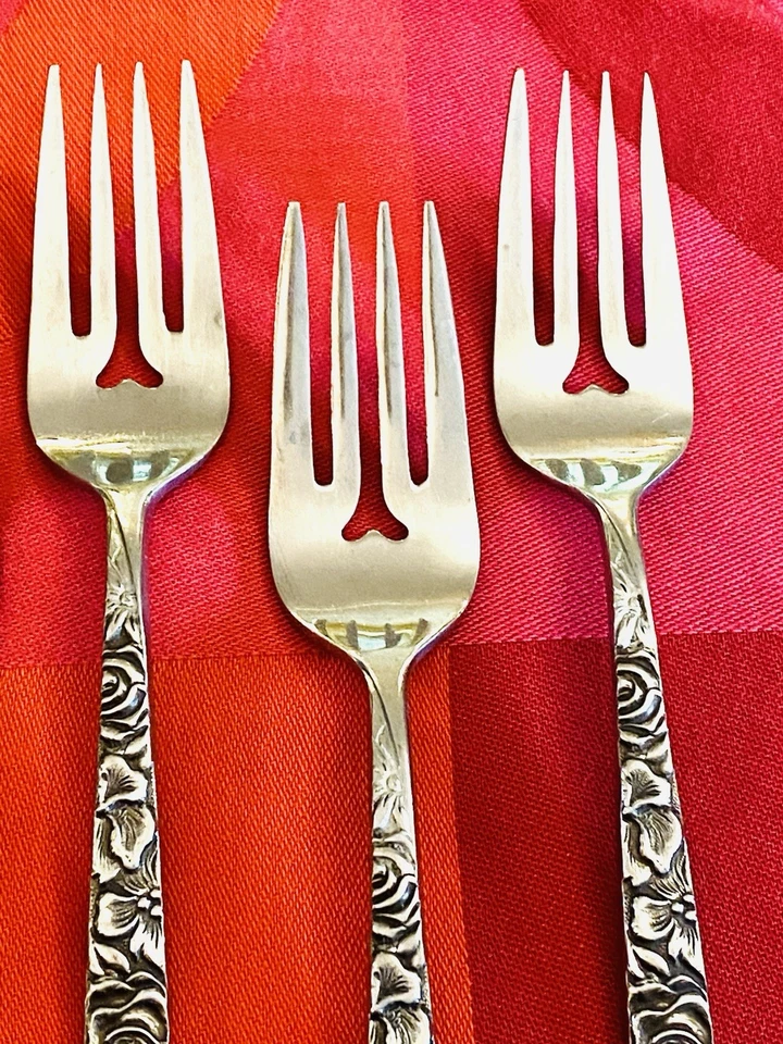 EKCO Eterna Japón LAS PALMAS Texturizado Negro Acento Floral 5 Tenedores de Ensalada 6 5/8" Foto 3 de 4