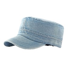 Casquette Baseball Rétro En Jean Ajustable Militaire Plate Homme Noir/Blue
