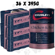 36 x CHUDLEYS Wet Dog Food CHICKEN, BEEF & LAMB 395g | Working Dog Complete 4.54 per kilo