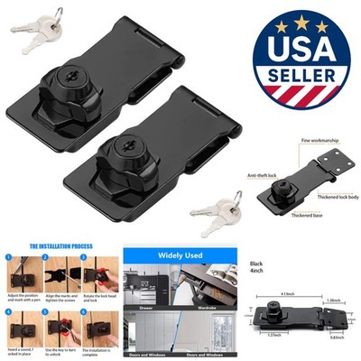 Durable 4-Inch Keyed Hasp Locks - Adjustable and Secure for Cabinets & Gates