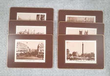 Vint Clover Leaf Table Mats Sepia Photos of London Landmarks circa 1899
