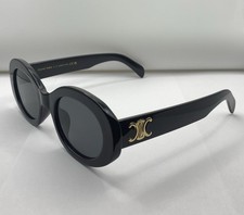 CELINE Triomphe Black  Gold Oval Round Women  s Sunglasses LIGHTLY WORN 