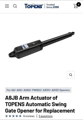 Topens Automatic Swing Gate Opener Replacement Arm Actuator A8JB
