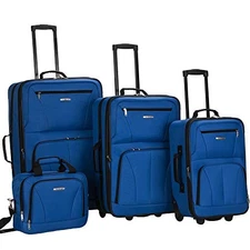 ROCKLAND JOURNEY SOFTSIDE UPRIGHT LUGGAGE SET,EXPANDABLE, BLUE, 4-PIECE - BLUE
