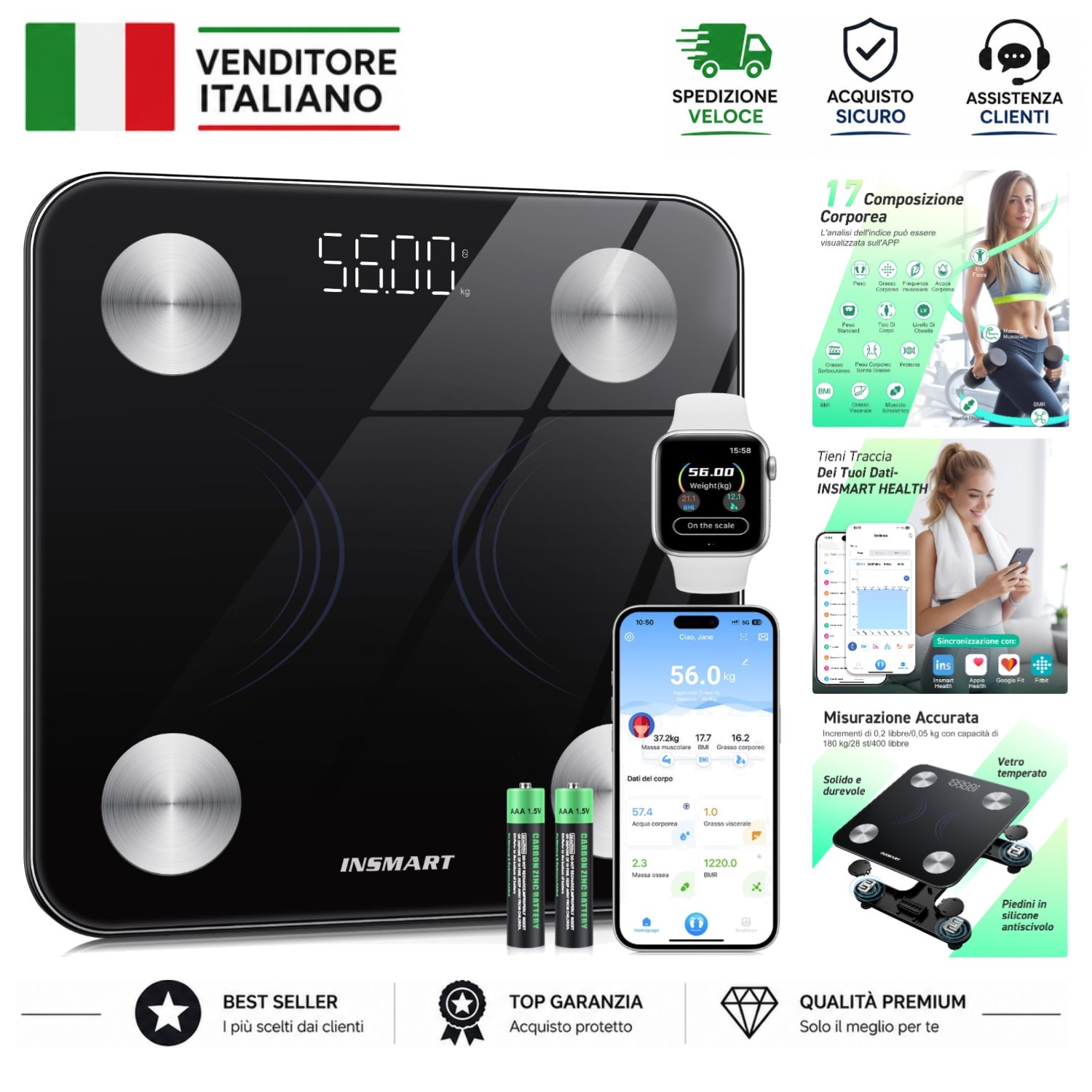 Bilancia Pesapersone Digitale Professionale - Bioimpedenziometria e Smart Tech