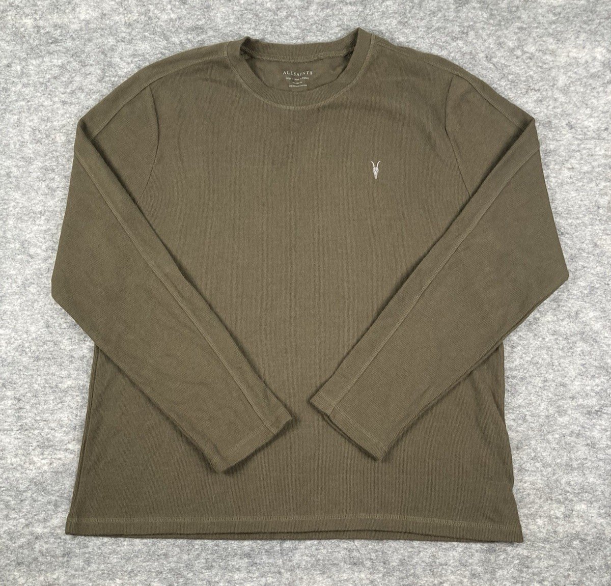 FILA Allsaints T Shirt Uomo L Verde Oliva Rowe Girocollo Maglia Manica Lunga Termica