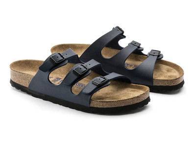 Birkenstock Florida Birko-Flor in Blue Three-Strap Soft Footbed Unisex Sandals