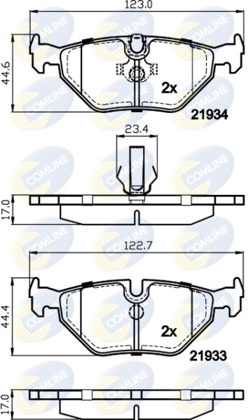 Rear COMLINE CBP01024 Brake Pad Set, disc brake for ALPINA,BMW,MG,ROVER,SAAB,WIE