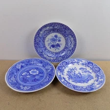 3 Spode Blue Room Bread Plates Different Patterns 6.25" Across England VGC
