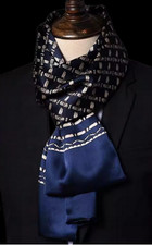 100 Silk mulberry men women Scarf neckerchief Wrap plaid navy blue MY116-14