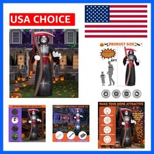 8FT Halloween Inflatables Outdoor, Giant Grim Reaper Blow Up Yard Decor