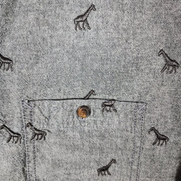 LRG Clothing Equipment Gray Chambray Giraffe Embroidered Shirt | Men's M View 2