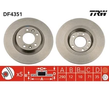 2pcs Brake Disc TRW DF4351 for Peugeot 407 407 SW 508 I