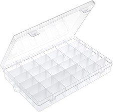 OUTUXED 36 Grids Clear Plastic Organizer Box with Adjustable Compartment Divi...
