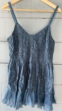 Free People Floral Embroidered Babydoll Mini Tunic Dress Sleeveless M 173633