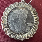 .999 Pure Silver Millennium Walking Liberty Eagle USA 2000 Coin w  Rope Bezel