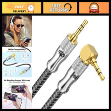 90 3.5mm Aux Cable, Nylon Braided Stereo Male to Male Audio Cord - 5ft Gold-Pla