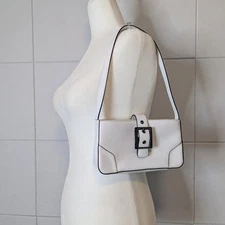 Vintage Y2K Guess White Faux Leather Mini Shoulder Buckle Bag