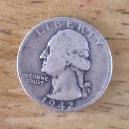1942 Washington Quarter Silver Circulated LIBERTY IN GOD WE TRUST