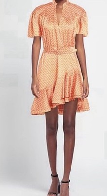 NWT SANDRO Mini Floral Orange Dress Sz 34/2 Missing Belt